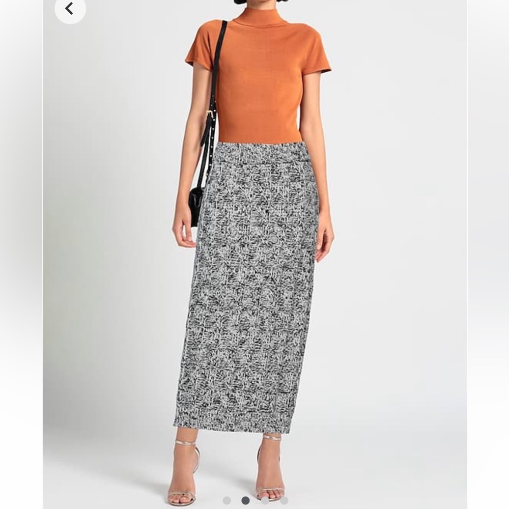 Jil Sander Wool Midi Skirt Black and Ivory